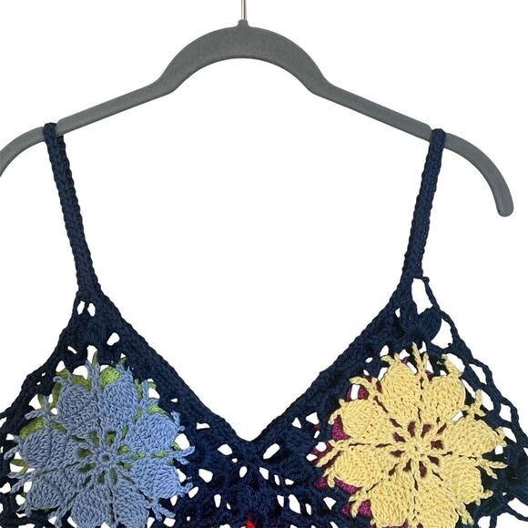 Crochet Swim Coverup Top Handmade Women’s Size L/XL Multicolor Reversible Beach - Picture 3 of 7